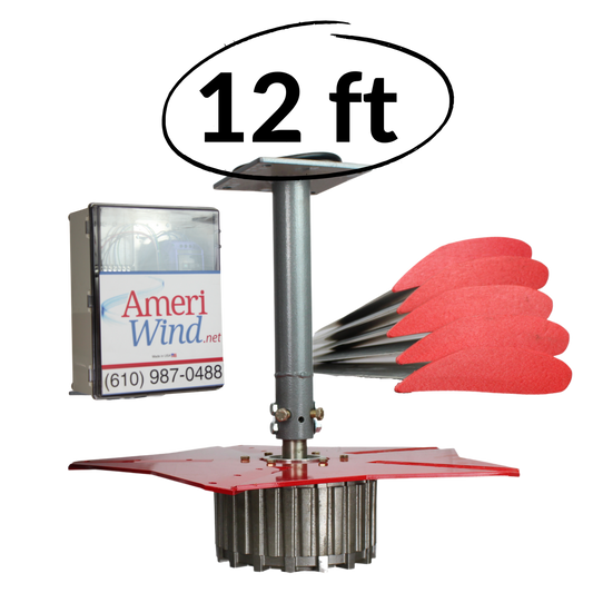 12FT AmeriWind HVLS Industrial Ceiling Fan – 1HP, 240V Motor, Direct Drive Efficiency